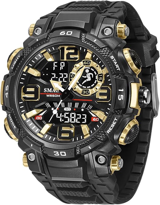 FANMIS Mens Analog Digital Sports Watches Military Tactical Waterproof Watch with Dual Time,Luminous Display, Stopwatch, Alarm, Outdoor Fashion Watch for Men