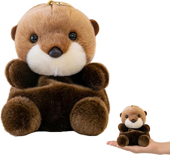 Palm Pals Otter Teddy, Brown Otter Plush Toy, Soft Stuffed Animal, 15CM Cute Otters Keychain, Idea, Halloween Decor
