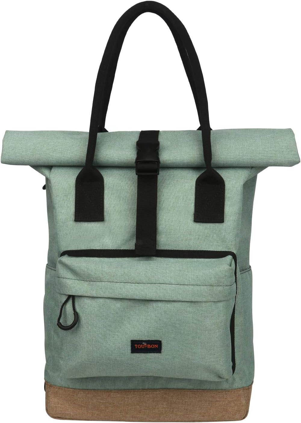 TOURBON Nylon Roll-top Clip-On Bike Panniers Womens Shoulder Tote Bag - Green