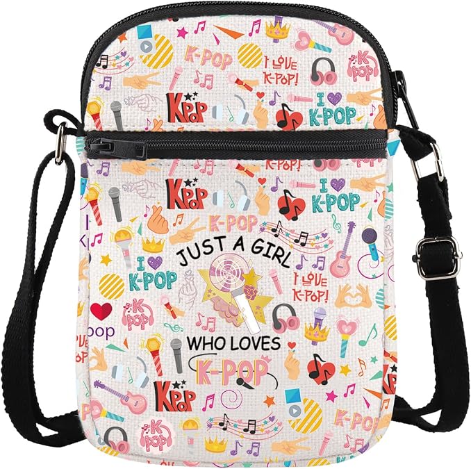 BDPWSS K-Pop Crossbody Bag K-Pop Singer Merchandise Just A Gi-rl Who Loves K-Pop Gift for K-Pop Music Fan K-Pop Team Gift