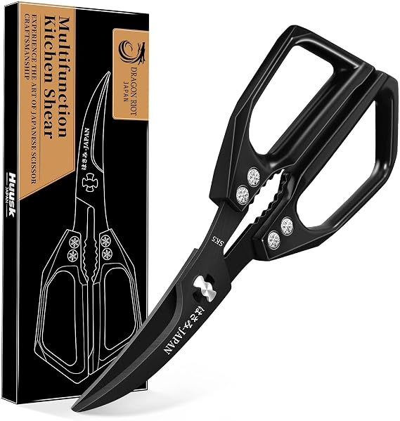 Dragon Riot Black Stainless Steel Kitchen Scissors Sharp Poultry Scissors