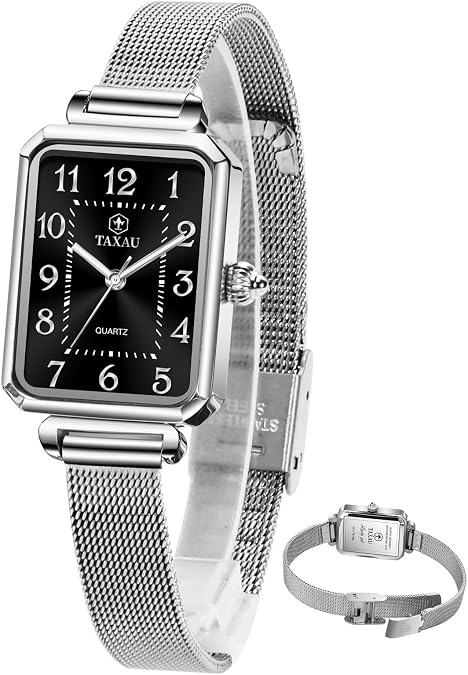 Taxau Watches for Women Small Face Dress Waterproof Ladies Watches Luxury Stainless Steel Analog Quartz Watch Elegant Large Number Gift for Her reloj para Mujer