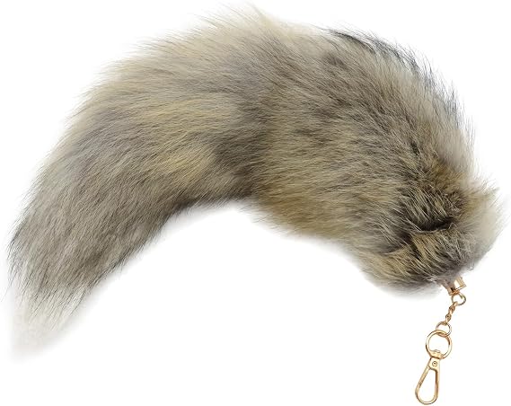 Faux Fur Keychain Fluffy Therian Pendant Soft Clip on Tail Long Bag Handbag Wolf Tail Keychain for Party Halloween Cosplay Accessories