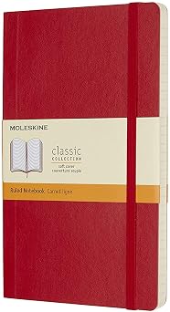 Moleskine Classic Notebook, Soft Cover, Large (5" x 8.25") Ruled/Lined, Scarlet Red, 192 pages