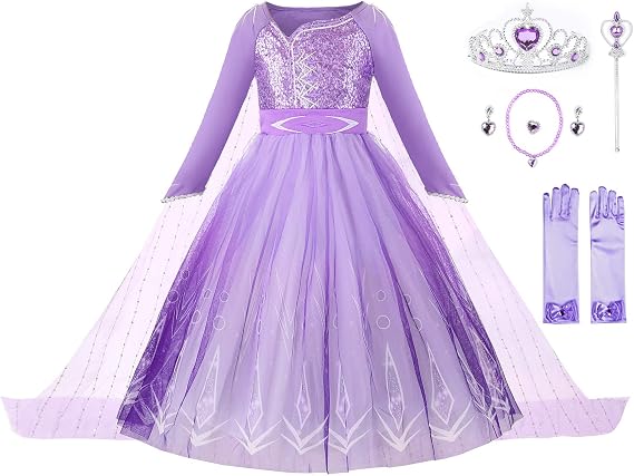 JerrisApparel Girl Snow Party Dress Princess Costume Halloween Cosplay Dress up