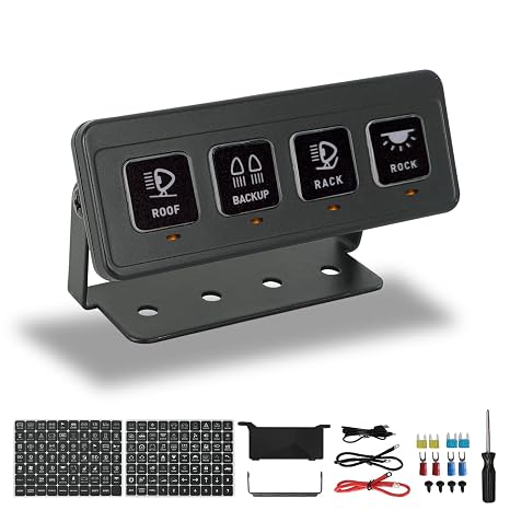 SUNPIE Wireless 4 Gang Switch Panel, 12V/24V Circuit Control Relay System
