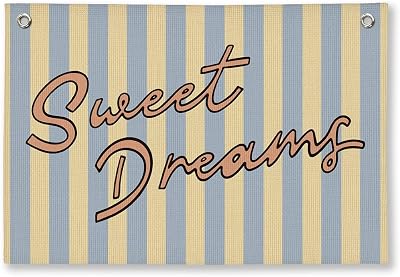 Toddler Boy Girl Room Decor, Sweet Dreams Wall Hanging Linen Banner, Retro Striped Wall Flag for Kids Room Toddler Little Boy Girl Bedroom Nursery Decor, 20x30 Inch