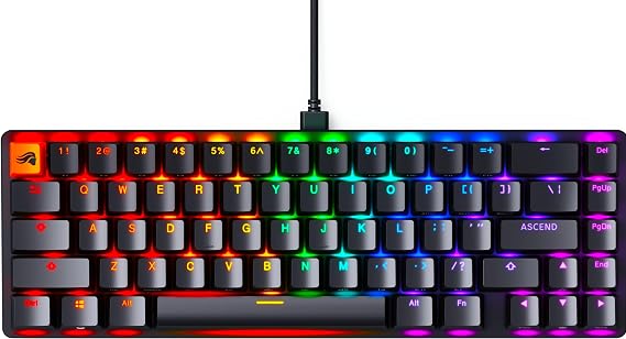 Glorious Gaming GMMK 2 - TKL Mechanical Keyboard - Custom 65% Keyboard - Compact - Hot Swap w/Cherry Mx Style Switch - Includes Double Shotkey Cap & Linear Switch - PC Game Setup Accessory