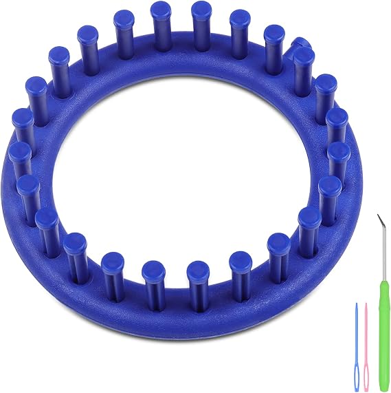 Aeelike Round Knitting Looms Set - Loom Knitting Set Includes Circle Knitting Loom, Hook and Plastic Needle - 24 Peg Sock Knitting Loom - Simple Craft Knitting DIY Kit for Beginners