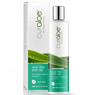Curaloe Aloe Vera Body Gel 95% Pure Organic Aloe Enriched with Lavender Oil & Tea Tree Oil | Naturally Soothes Dry Itchy Skin |Cools Sunburn | Moisturizes, Softens, Unscented | Men and Women