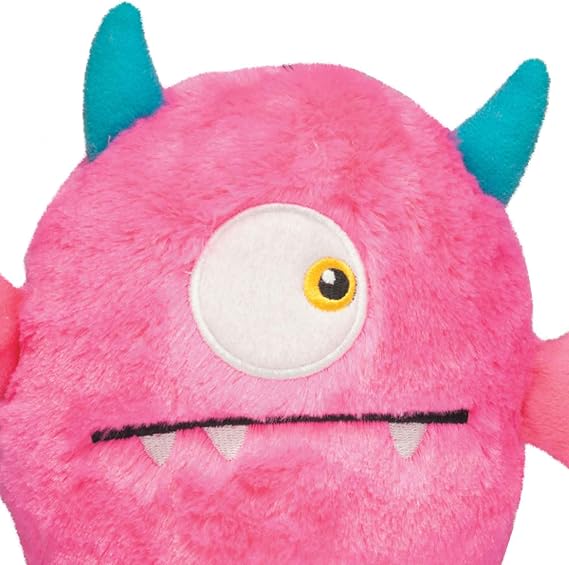 PUREPET Rock Monster 7" Dog Toys Soft Ball Shape Plush Squeaker Silly Faces 7" Choose Color or Set (Pink)