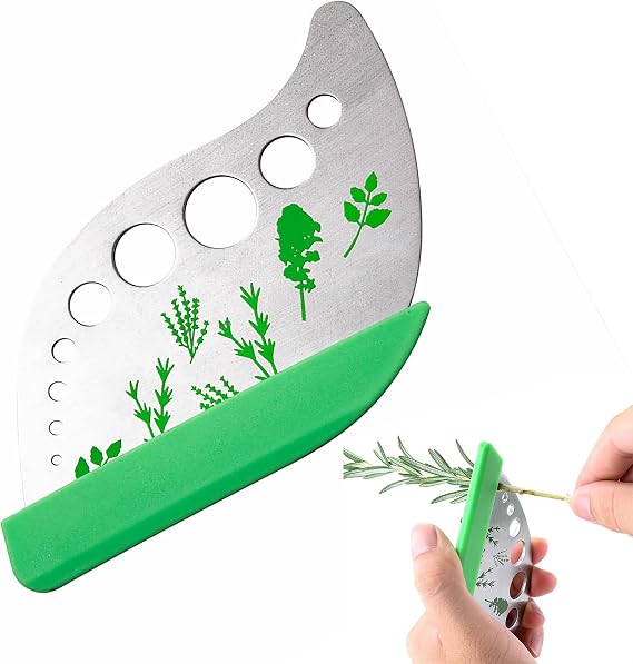 9 Holes Herb Leaf Stripper Tool, 304 Stainless Steel Kitchen Herb Leaf Stripping Tool, Fresh Herb Chopper, Remover Leaf Tool for Chard, Collard Greens, Parsley, Basil, Taragon, Thym