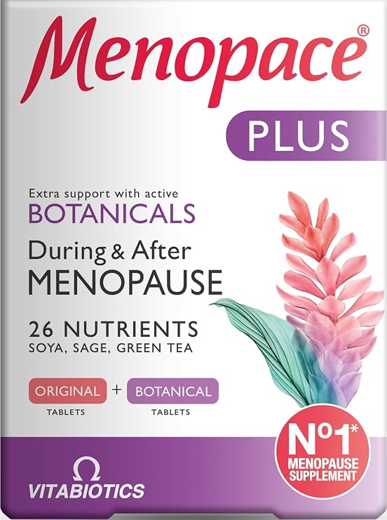 Menopace Plus by Vitabiotics - Extra Menopause & Perimenopause Support with Sage & SOYA Isoflavones - UK's No.1 Menopause Supplement Brand (Pack of 1)