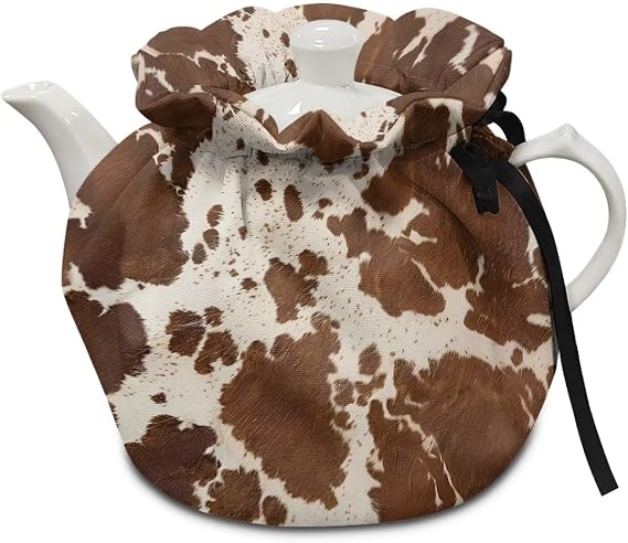 Brown Cow Tea Pot Cozies Breakfast Warmer Dustproof Durable Kitchen Home Decorative Tea Cosy Insulated Kettle Cover for Home Kitchen Decor Tea Cozies Thanksgiving Decor