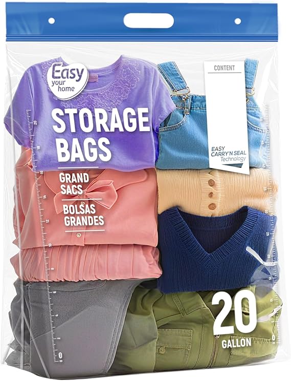 20 Gallon Storage Bags with Handle&Bottom for Clothing Blanket