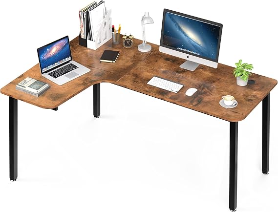 DESIGNA Gaming Desk 60",L-Shaped Computer Corner Desk with Large Mouse Pad,Ergonomic Gamer Table Workstation, Sturdy Metal Frame, Left Side Rustic Brown