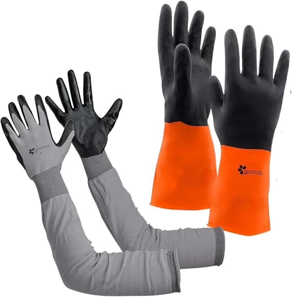 Long Gardening Gloves & Chemcial Gloves - Multipurpose Heavy Duty Outdoor and Indoor