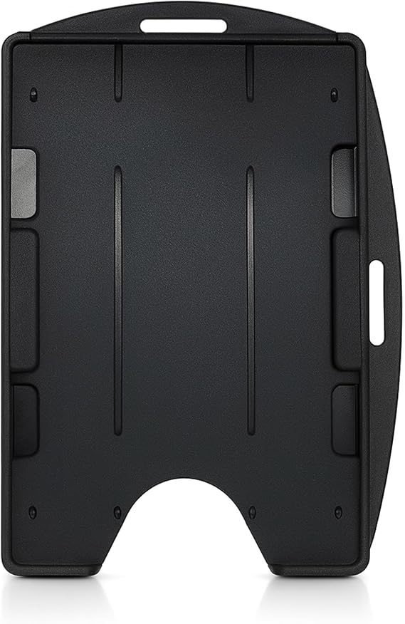 Bulk 50 Pack - Specialist ID Black Dual Card ID Badge Holder - Holds 2 Cards - Rigid Hard Plastic - Double Sided Card Holder for Horizontal or Vertical Badges - Open Face Design