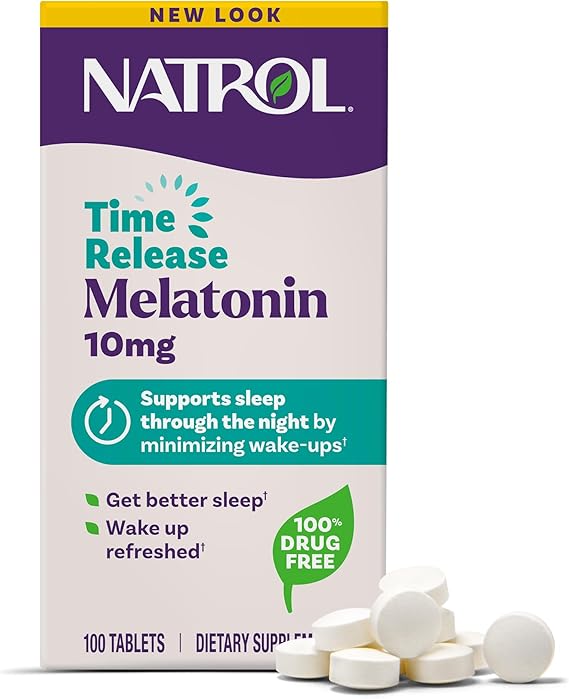 Natrol Melatonin 10 Mg Time Release, Dietary Supplement to Minimize Wake Ups, Nighttime Sleep Aid, 100 Tablets, Up to a 100-Day Supply