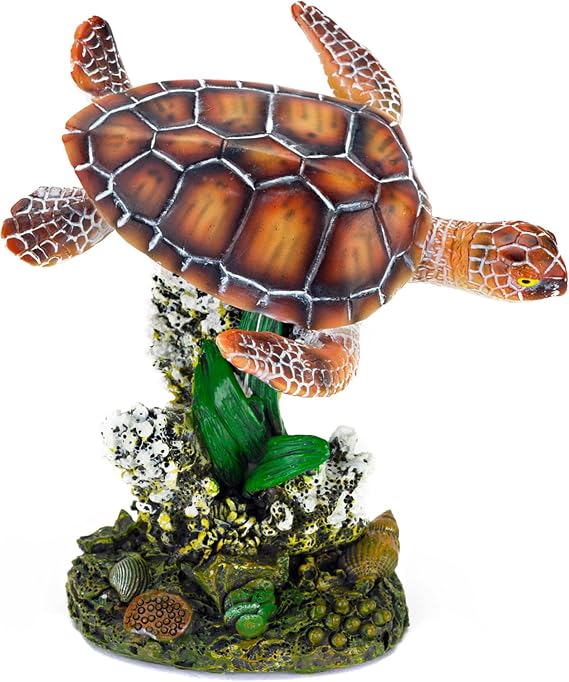 Penn-Plax Swimming Sea Turtle Decor - for Aquarium Fish Tank - Resin Decoration, Small (RR1104)
