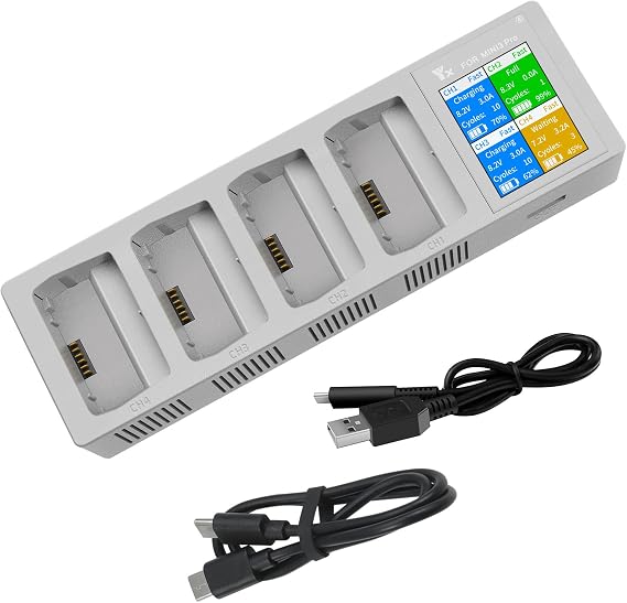 Hanatora LCD Two-Way Charging Hub for DJI Mini 3,Mini 4/3 Pro Battery, Charge Four Batteries in Sequence,Display Charger Drone Accessories