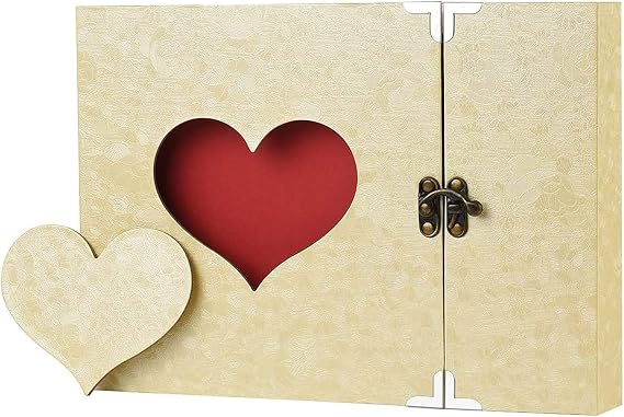 AIOR Scrapbook Album 60 Pages Hardcover Vintage Heart Scrapbook with Photo Corners DIY Scrap book Photo Album for Anniversary, Valentine's Day, Christmas, Mother's Day, Birthday Gifts