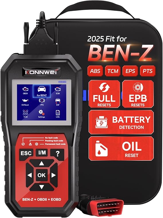 KONNWEI OBD2 Scanner fit for Mercedes Benz Smart,OBD2 Scanner Diagnostic Tool, Full System Scan Car Code Reader with Services, EPB/EPS/ECM/TCM/PTS/Oil Reset, Complete OBD2 Function w/Storage Bag