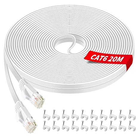 YIIFELL LAN Kabel 20meter Cat6 Ethernet Wlan Kabel High Speed Internetkabel Netzwerkkabel 20m LAN Kabel Flach mit Rj45-Anschluss für Router Switch Modem Laptop PS5/PS4 Smart TV Xbox