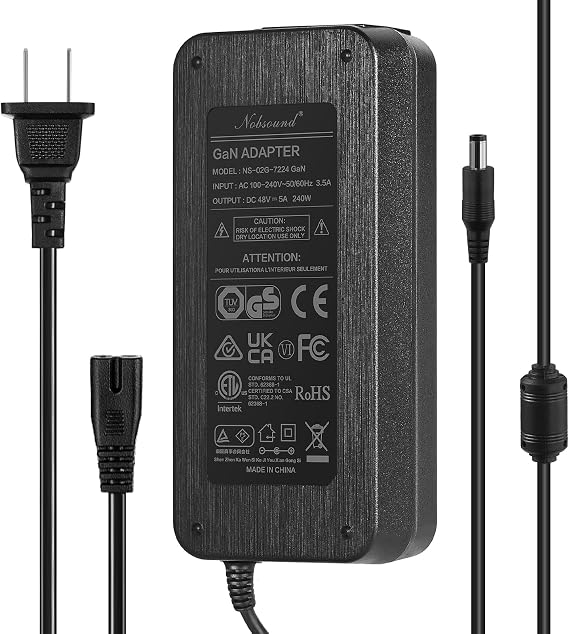 Nobsound 48V5A GaN Power Supply: High-Efficiency 240W DC Adapter for Home Amplifiers & Audiophile Audio Systems (FCC/CE/RoHS Certified)