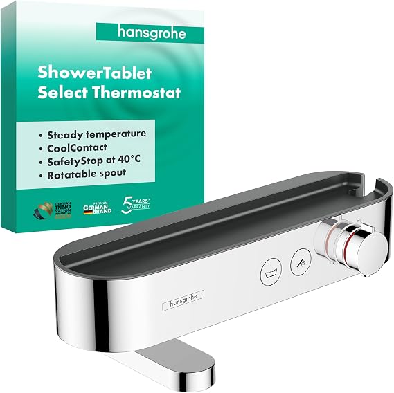 Hansgrohe 24340000 ShowerTablet Select Surface-Mounted Bathroom Tap for 2 Functions Chrome Bath Thermostat