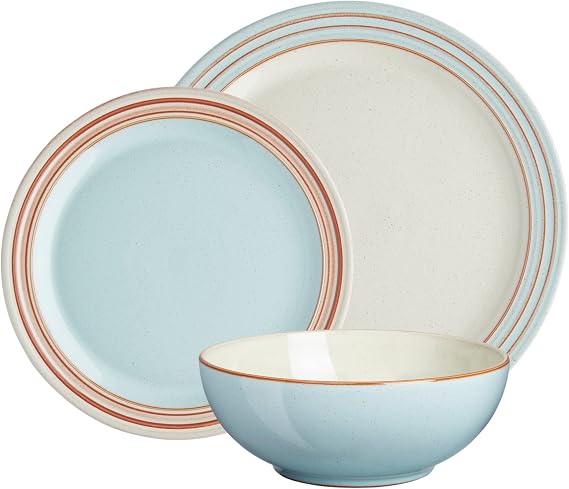 Denby - Heritage Pavilion Blue Dinner Set For 4-12 Piece (Dinner, Salad Plate, Cereal Bowl) Dinnerware Set, One size - Dishwasher Microwave Oven Safe - Scratch Chip Resistant