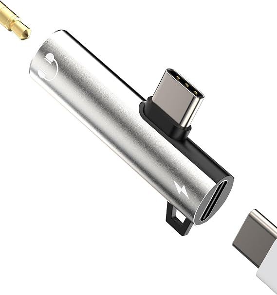 USB-C to 3.5mm Audio Adapter 2 in 1 DAC Charger Dongle Type C Headphone Jack Aux Splitter Compatible for Samsung Galaxy iPhone 15 Pro Max Plus iPad 10Air4/5Mini612.9 Charging Cord Accessories