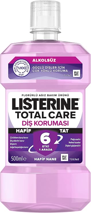 Listerine Total Care Hafif Naneli Florürlü Günlük Ağız Bakım Ürünü (1 x 500 mL)