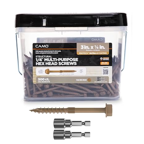 CAMO 3" x 1/4" Multi-Purpose Hex Head Structural Screw - 500 Count