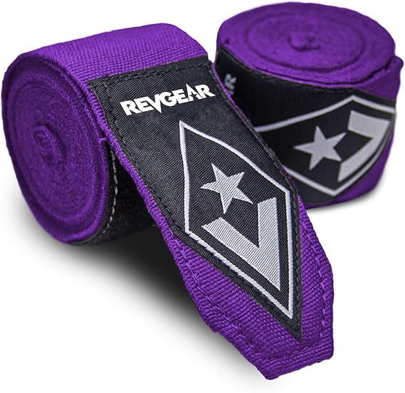 Revgear Pro Series Elastic Boxing Wraps for Men, Hand Wraps for Boxing Gloves, Muay Thai Hand Wraps, Wrist Wraps Boxing, Boxing Hand Wraps for Men, Boxing Wraps for Women, MMA Wraps - 180 Inch Purple