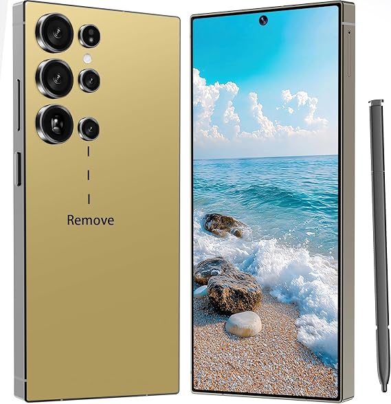 I25 Ultra Unlocked Cell Phone, 12+512GB Unlocked Phone 7000mAh Long Battery Life Smartphone,Built in Pen,6.8" HD Screen,5G/Dual SIM/Fingerprint Unlock/Face ID (Gold)