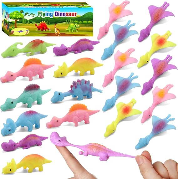 20 Pcs Slingshot Dinosaur Finger Toys, Dinosaur Party Favors for Kids