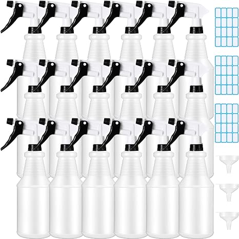 Yinder 18 Pcs 16 Oz Plastic Spray Bottle Bulk Empty Refillable Spray Bottles for Cleaning Solution Leak Proof Water Sprayer with Adjustable Nozzle Mist/Stream Mode(Black)