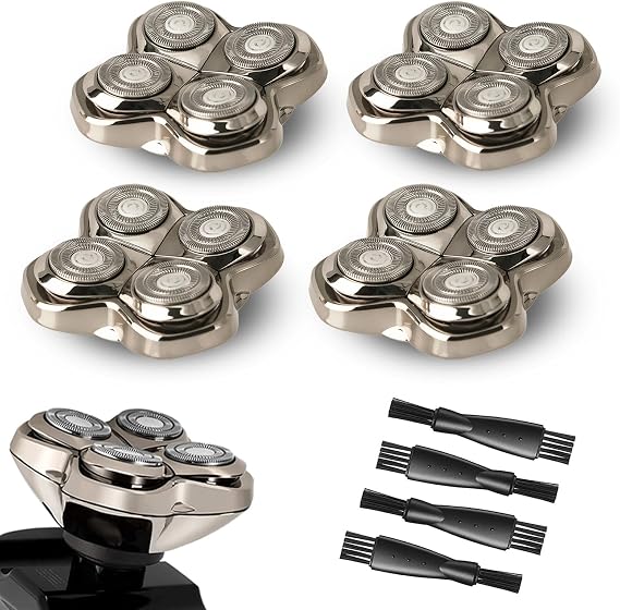 4 Pack Pro 4 Shaver Replacement Heads for Skulls Pitbulls Gold PRO, Silver PRO, Platinum PRO, Butterfly Kiss PRO Head Shavers, Floating 4 Heads for a Fast, Close and Smooth Shave.