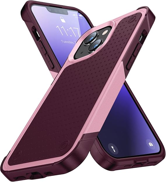 Designed for iPhone 14 Plus Case 2 in 1 Gift Militay Grade Drop Protective Rugged Heavy Duty Cover Shockproof Case for iPhone 14 Plus Phone Case for Women Men boy Girl (Pink+Rose Red)