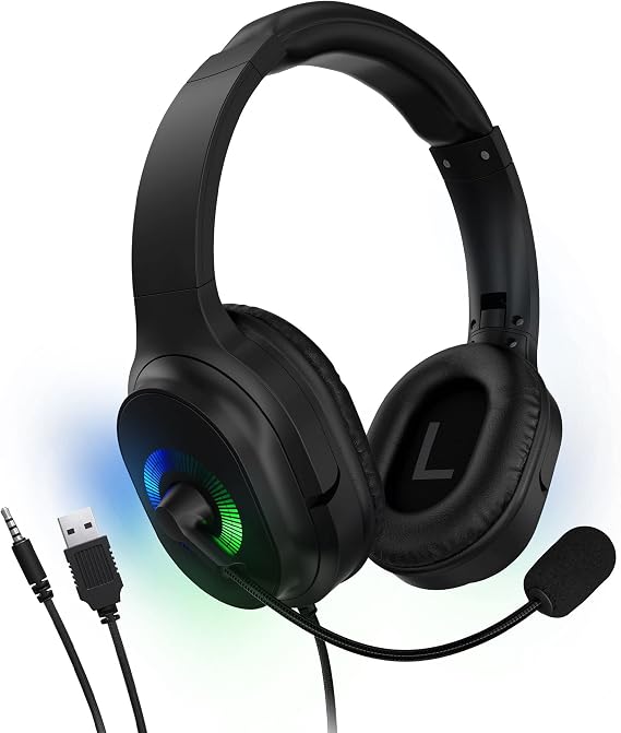 HyperGear Wired Gaming Headset with Mic - Noise Cancelling Stereo Headset for Work, Classes & Gaming Sessions - Compatible with PC, Tablets, Consoles, Phones - 3.5mm Jack & PC USB - Black