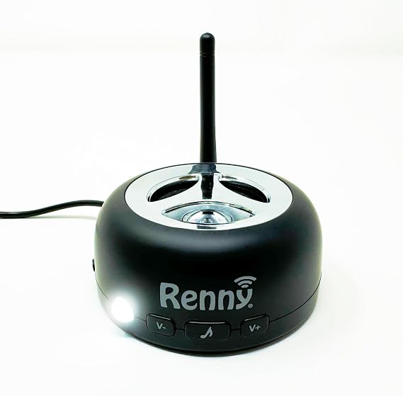 RENNY Loud Cell Phone Ringer Amplifier & LED Flasher, 117 dB, Bluetooth | For the hearing-impaired; 5 ringtones, Talking Caller ID, audible text/email/app alerts; wireless auto-connect up to 150 ft.