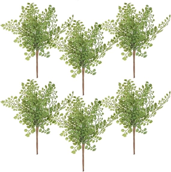 12" Artificial Soft Plastic Maidenhair Fern - Package of 6