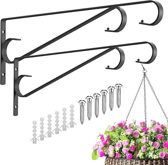 Plant Hangers Outdoor 2 Pack 15.5 Inch Black Plant Hooks