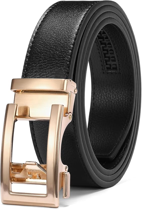 SENDEFN Men's Leather Casual Belt 1 3/8" Automatic Ratchet Belts Adjustable Click Buckle Belts with Gift Box for Dress