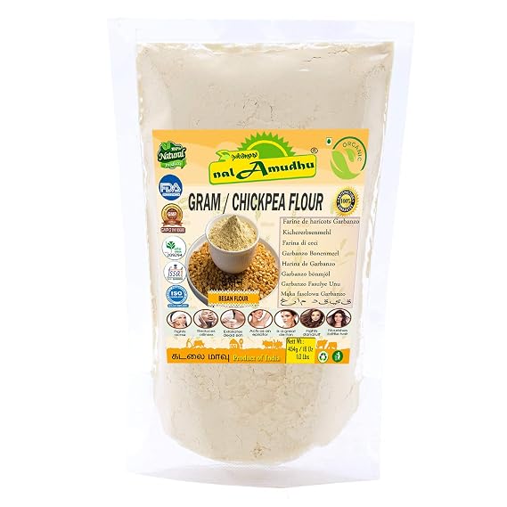 NalAmudhu Besan Flour | Gram Flour | Garbanzo Flour | Pure Chana Dal Fine Powder | 454g (16oz / 1lb)