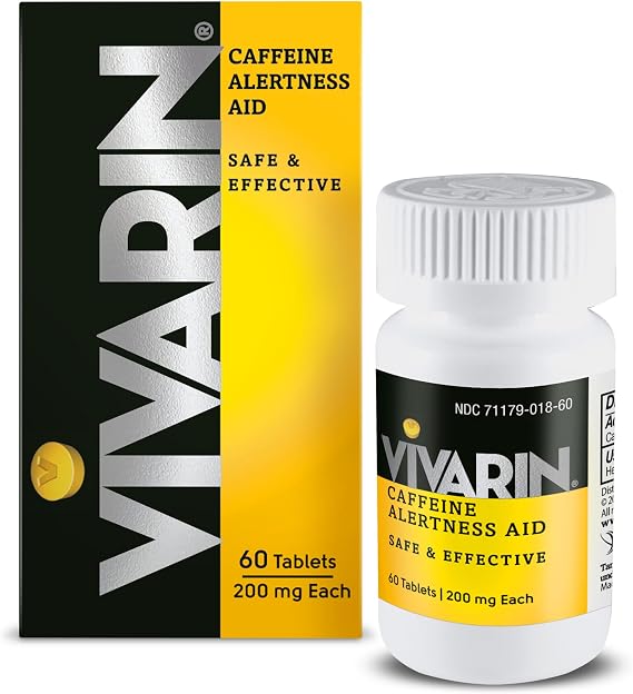 Vivarin, Caffeine Pills 200mg Caffeine per Dose, Safely and Effectively Helps You Stay Awake, No Sugar, Calories or Hidden Ingredients, Energy Supplement, 40 Tablets