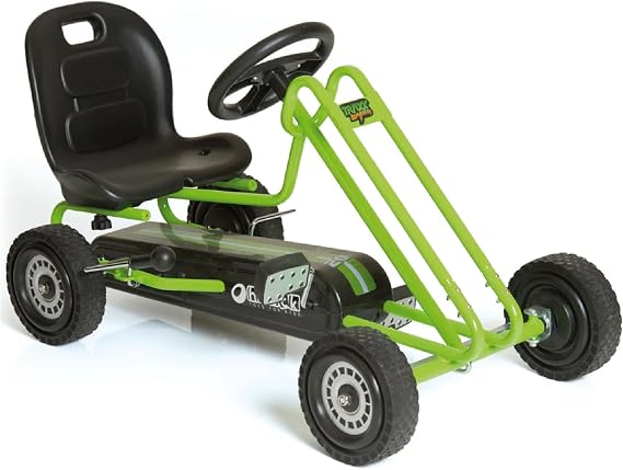 hauck Kids Pedal Go Kart, 4 Wheel Bike Cart, Ages 4-8, Lightning Ride, Race Green