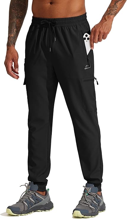 Willit Men's Lightweight Hiking Pants Quick Dry Waterproof Cargo Joggers with Zip Pockets Travel Athletic Outdoor UPF 50+