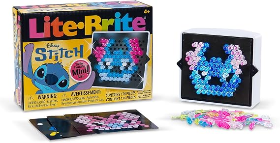 Basic Fun Lite-Brite Stitch Mini Disney Lilo & Stitch Light Toy Creative Travel Set with Templates & Pegs